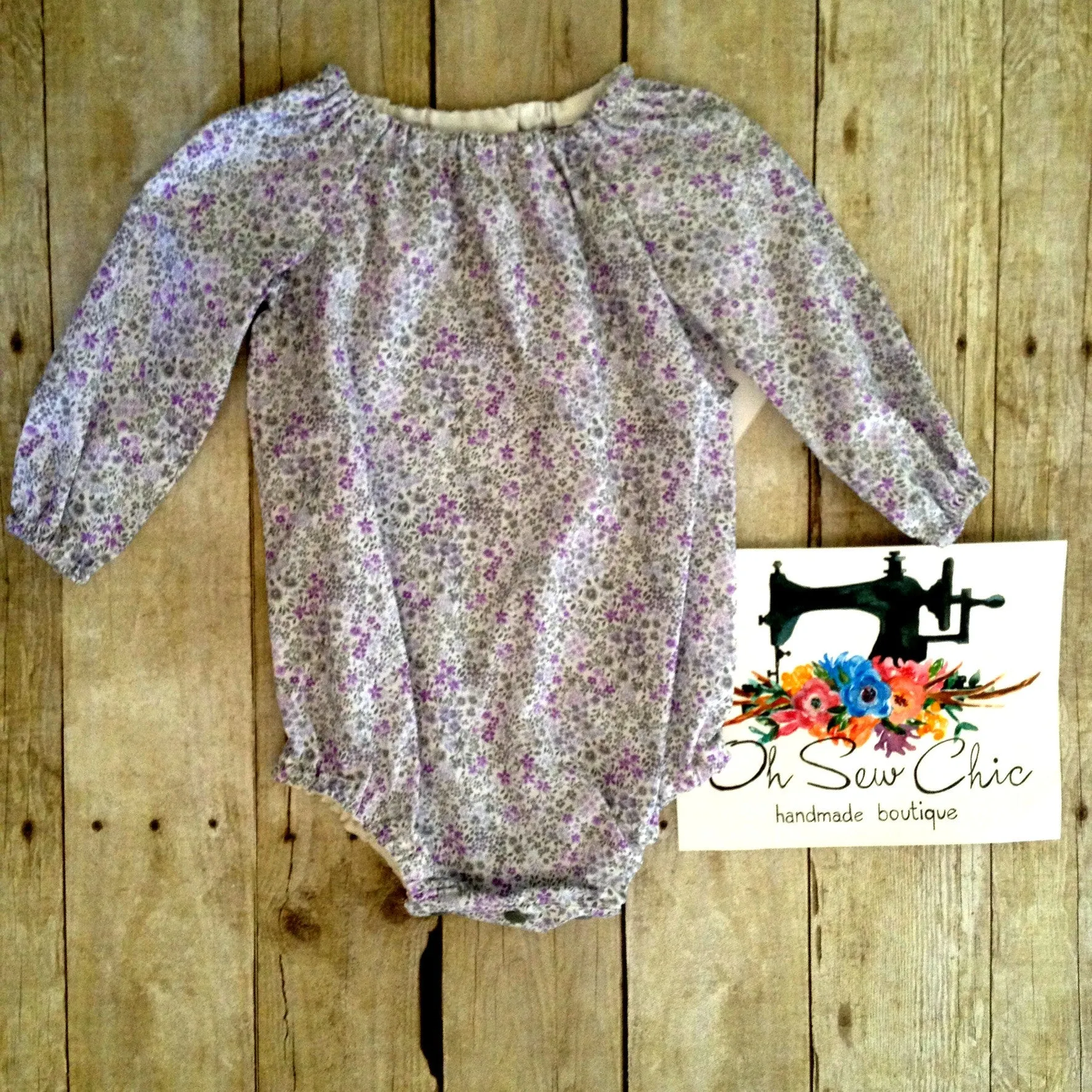 12-18 month Long Sleeve Bubble Romper Lavender Fields