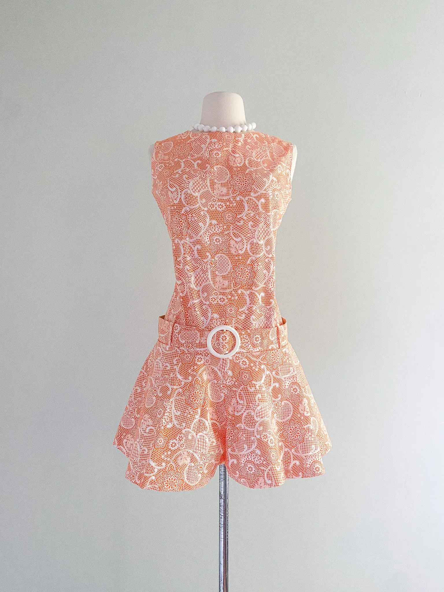 1960's Mod Girl Orange Creamsicle Romper / Sz M