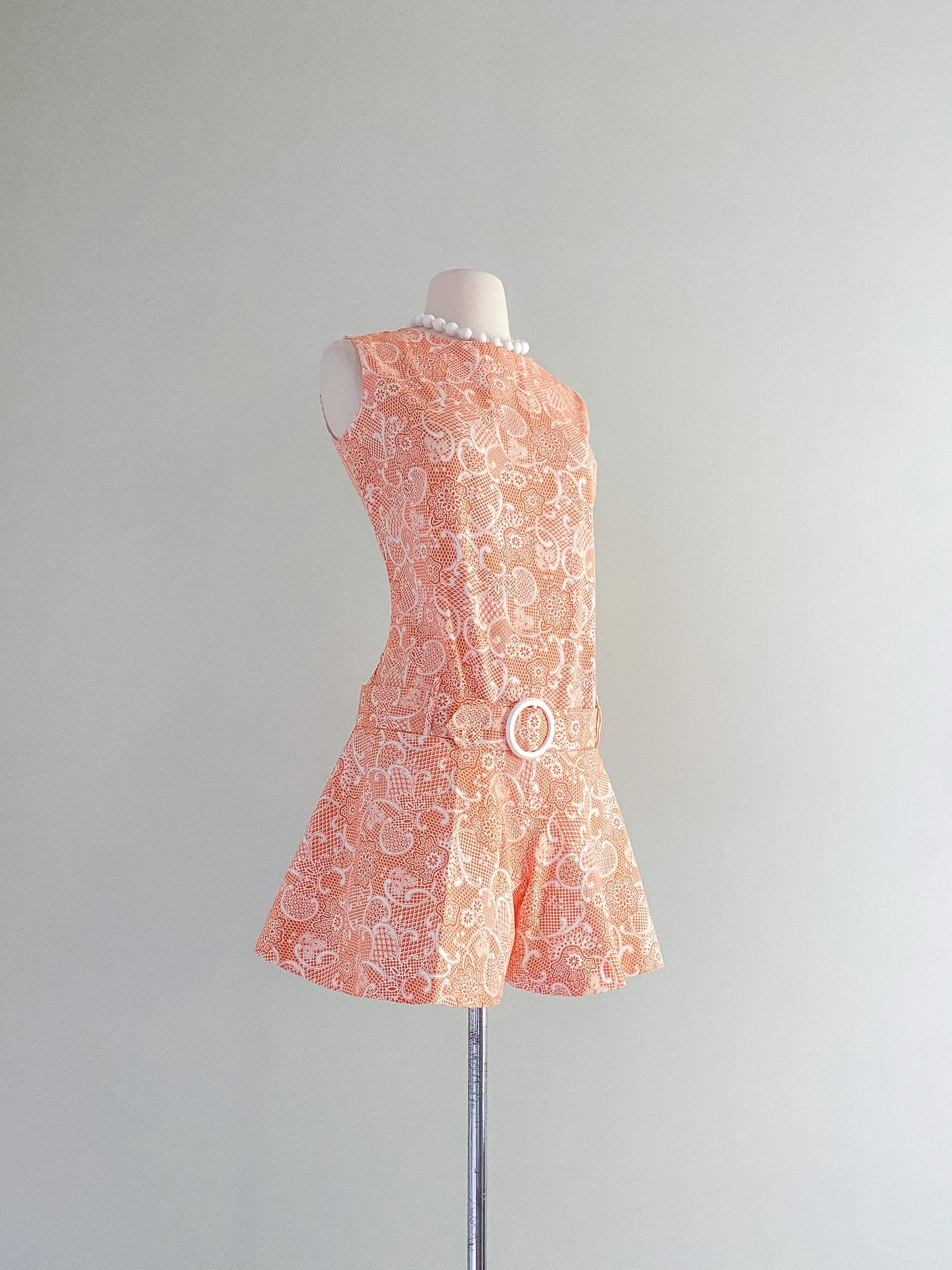 1960's Mod Girl Orange Creamsicle Romper / Sz M