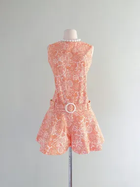 1960's Mod Girl Orange Creamsicle Romper / Sz M