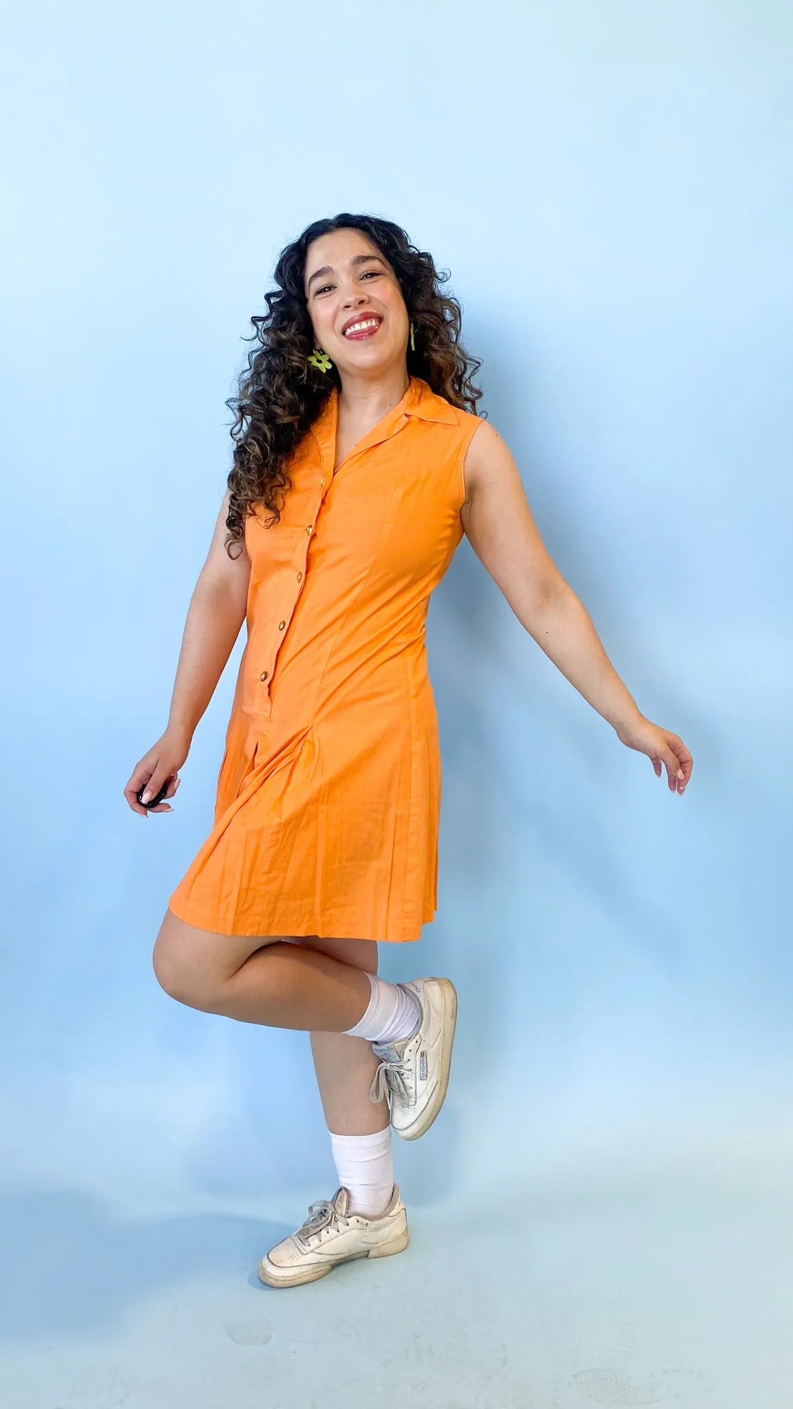 1960s Orange Collared Romper, sz. M