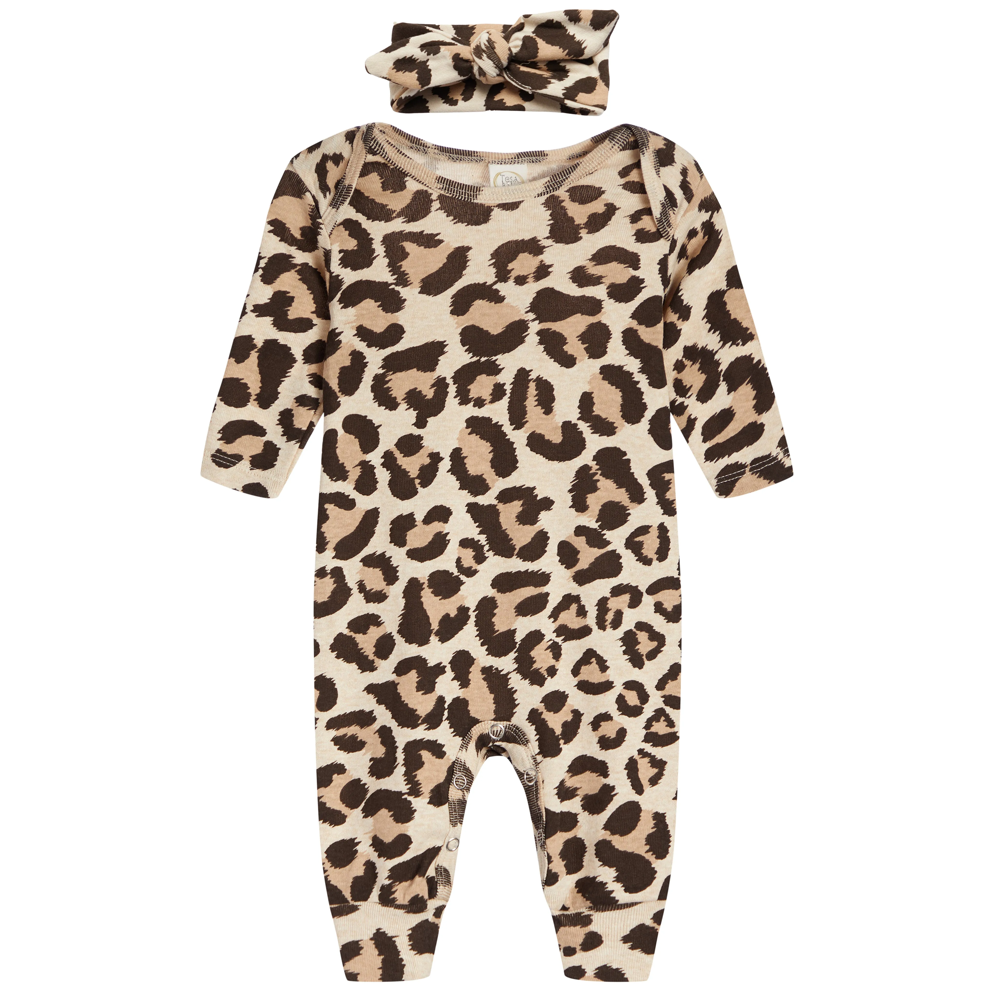 2 pc Leopard Romper & Headband Set