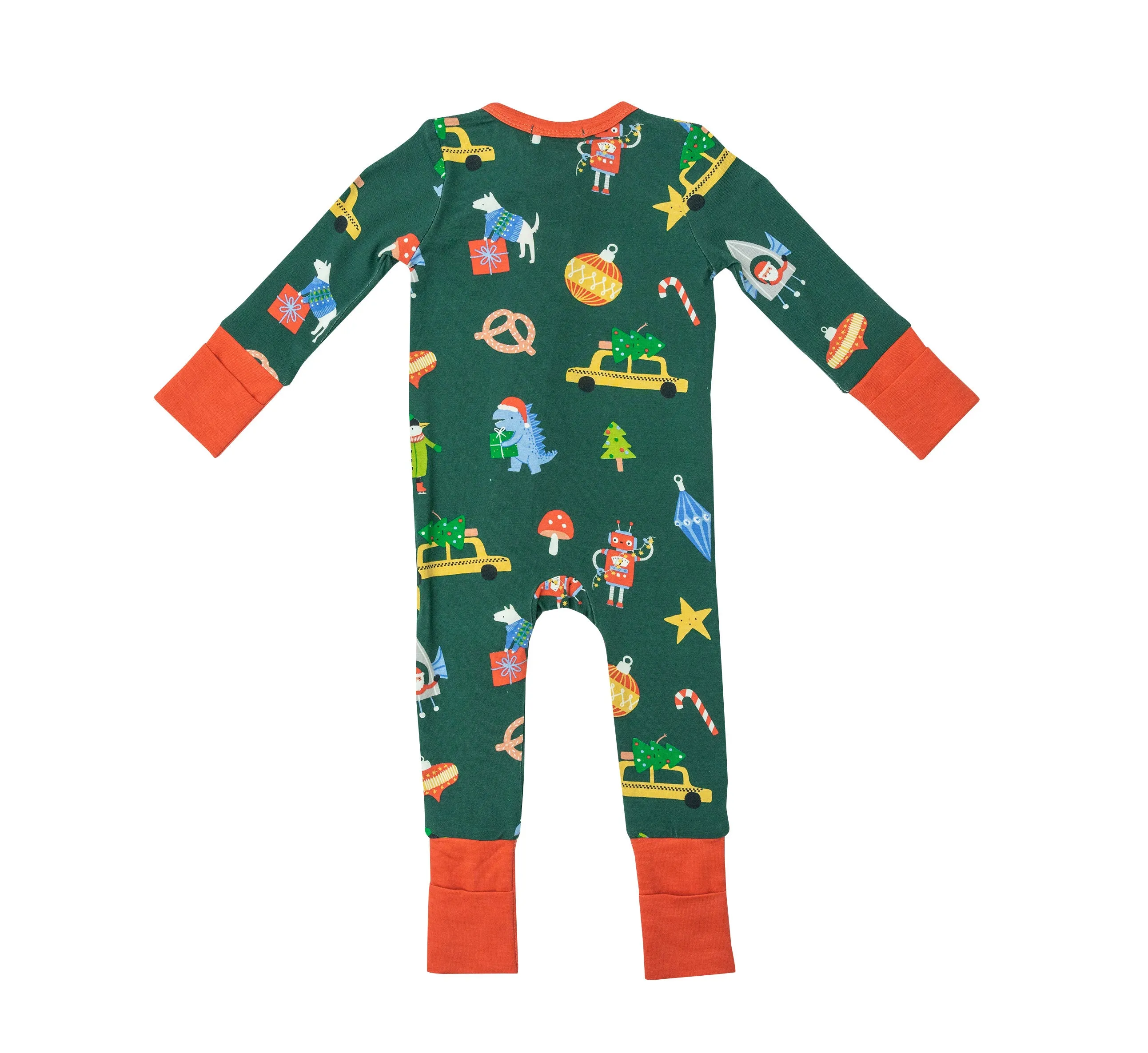 2 Way Zip Romper, Merry and Bright