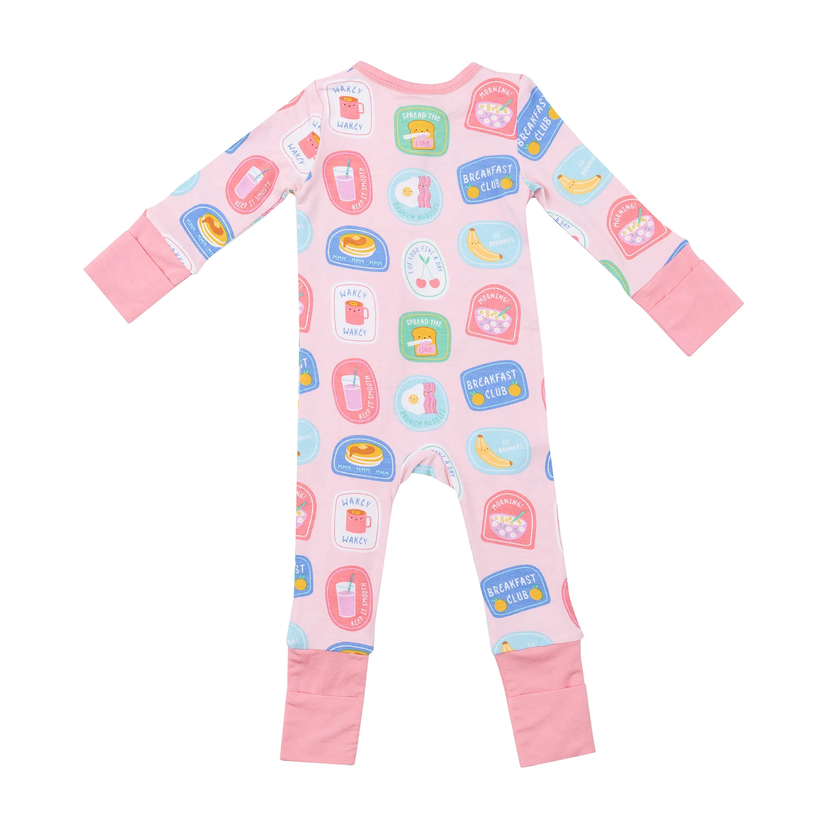 2 Way Zipper Romper - Breakfast Club Patches Pink