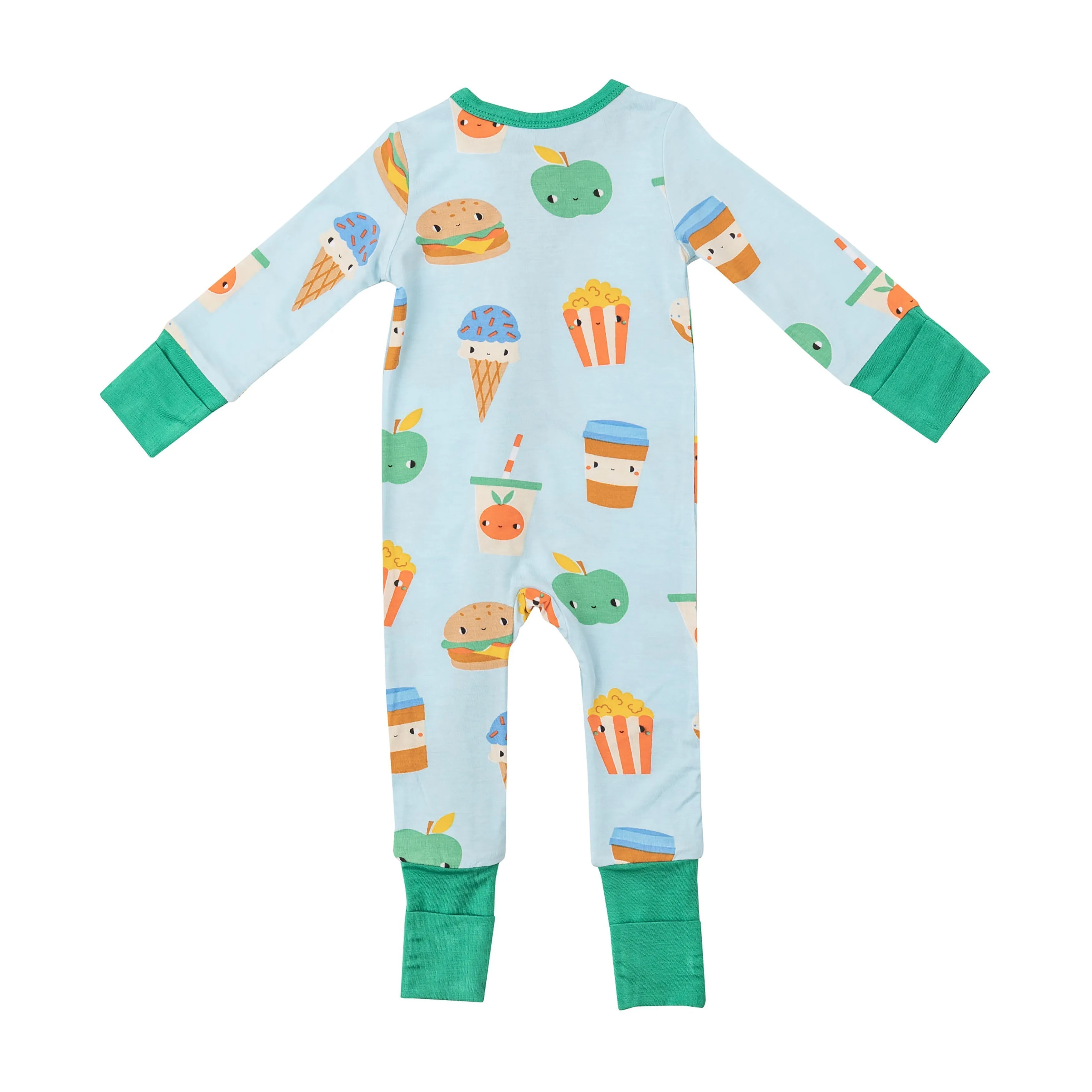 2 Way Zipper Romper - Send Snacks Blue