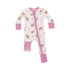 2 Way Zipper Romper - Soft Deer