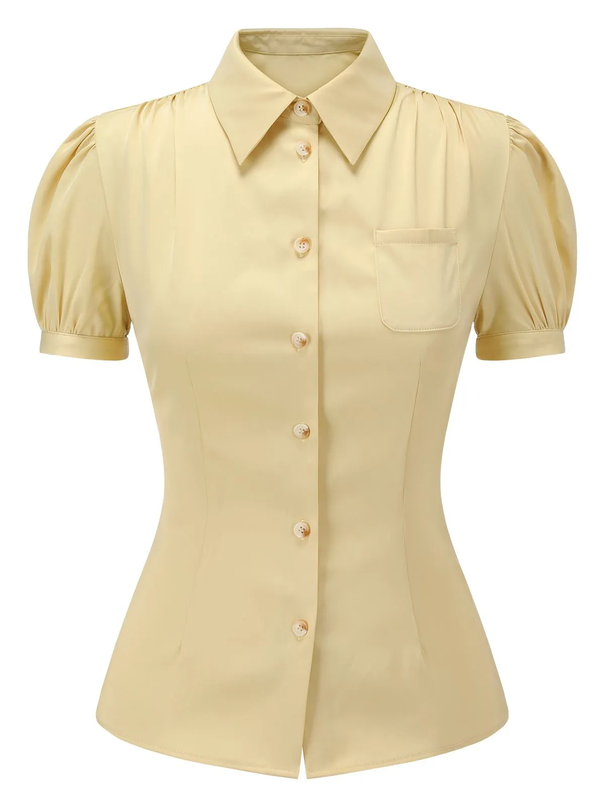 2PCS 1940s Lapel Blouse & Buttons Overall Shorts