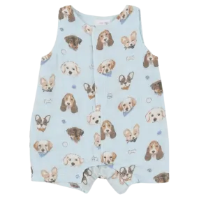 AD Shortie Romper - Puppy Faces