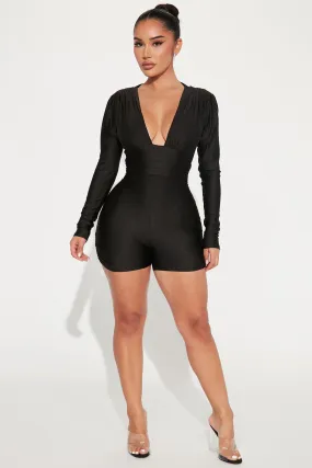 Amara Ruched Romper - Black