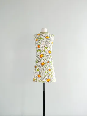 Amazing Daisy Print 1960's Mod Romper Dress / Sz L