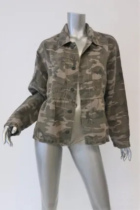 AMO Cropped Rosie Jacket Warm Grey Camo Size Small Peplum Jacket NEW