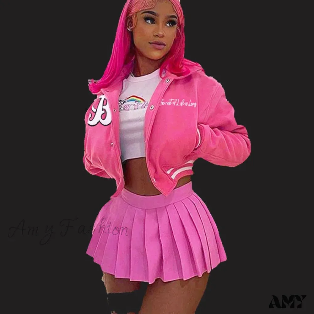 Amy Fashion - Varsity Baseball Cropped Jacket