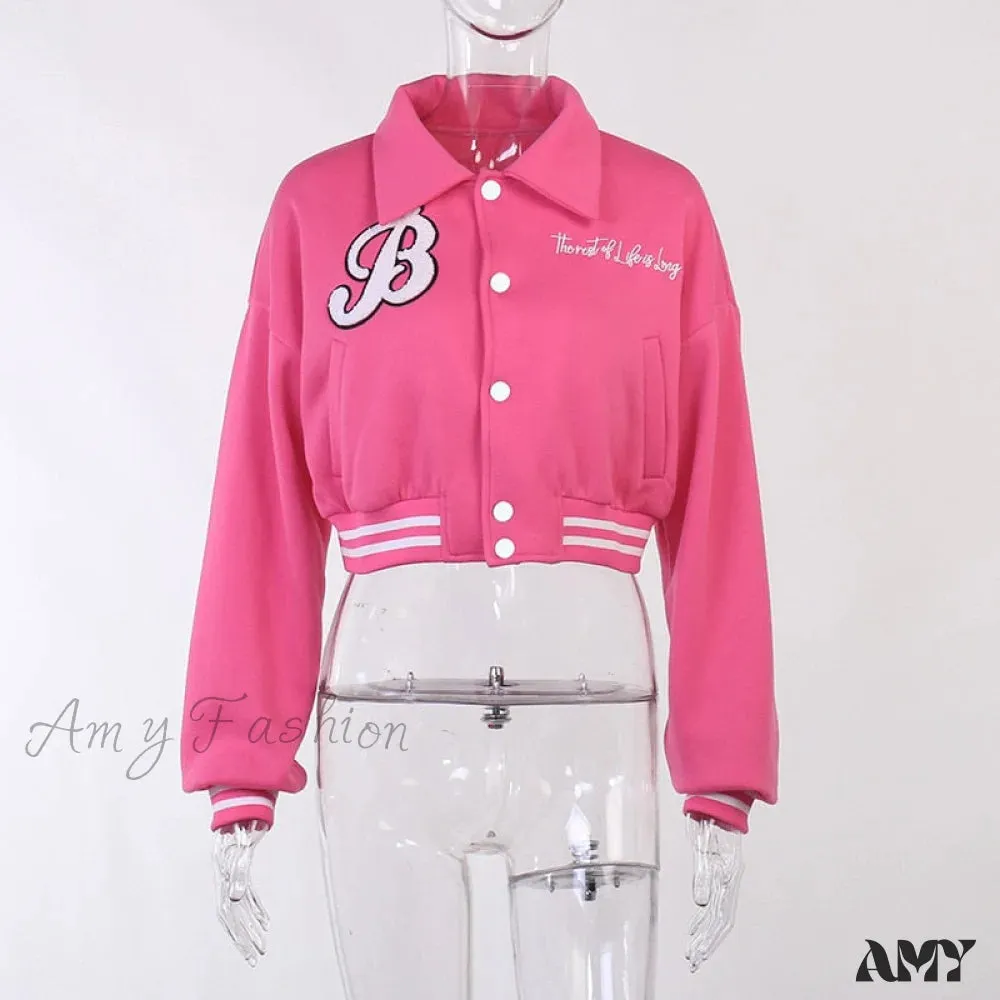 Amy Fashion - Varsity Baseball Cropped Jacket