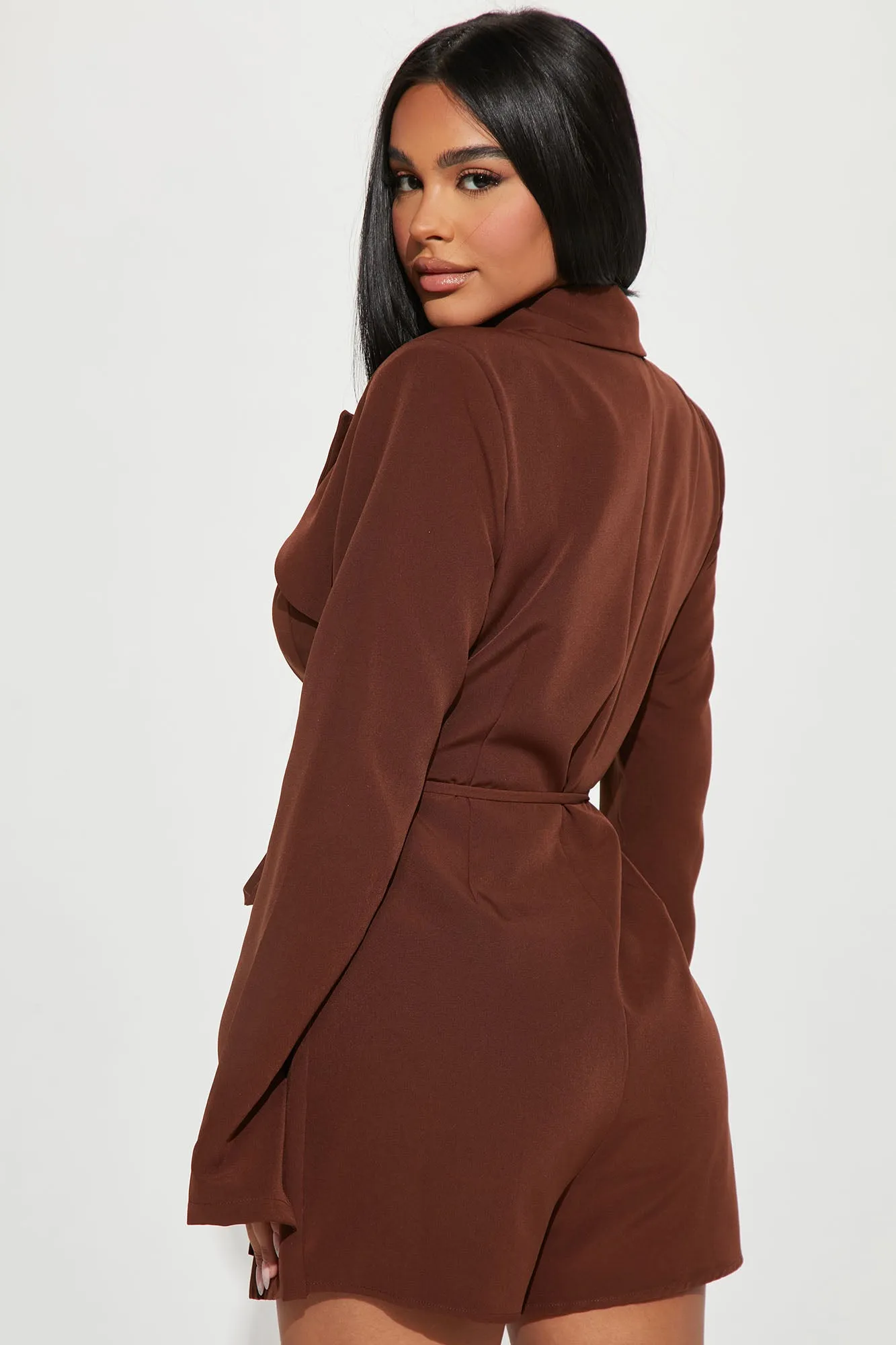 Anabel Blazer Romper - Brown