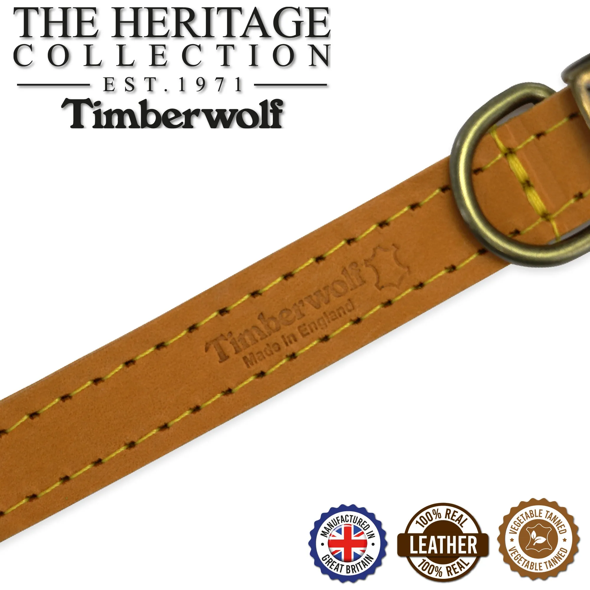 Ancol - Timberwolf Leather Collar - Mustard - Size 3