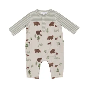 Angel Dear - Romper Contrast Sleeve - Sweet Brown Bears