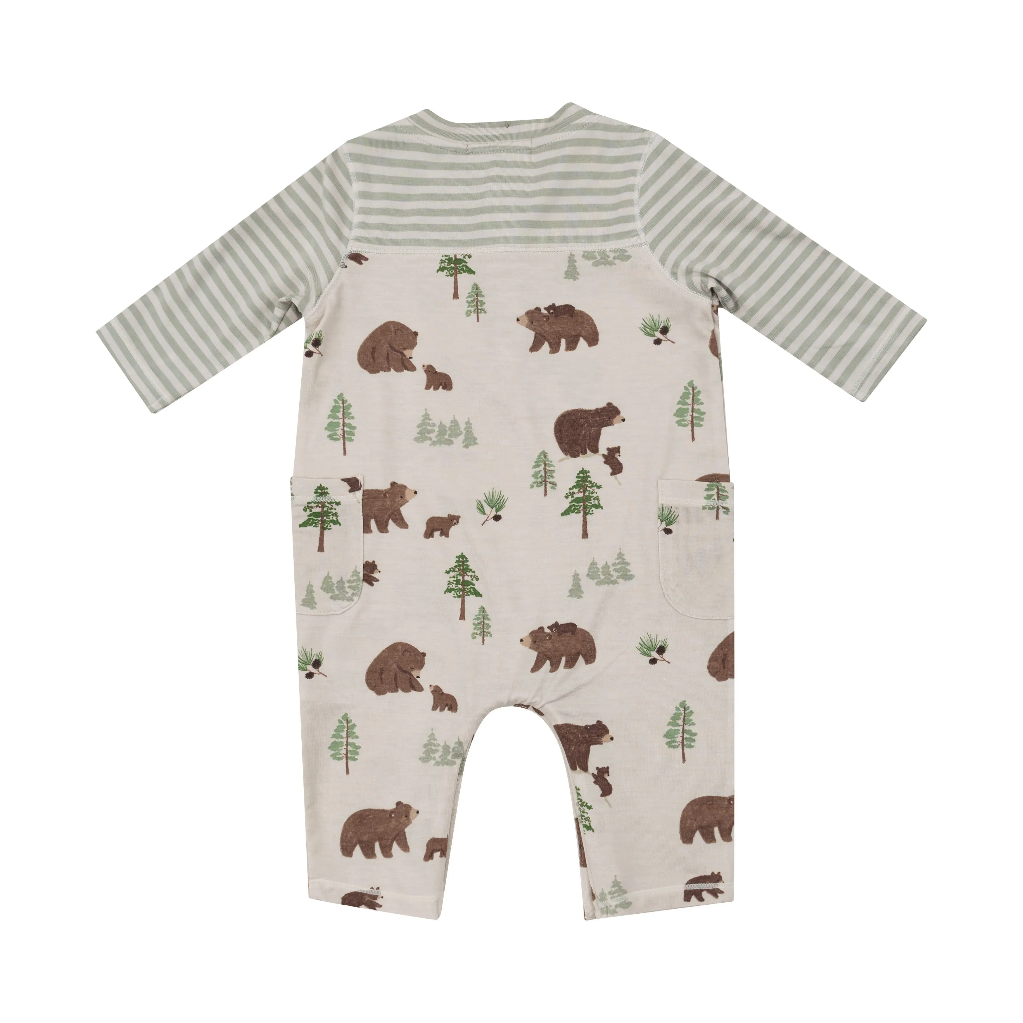 Angel Dear - Romper Contrast Sleeve - Sweet Brown Bears