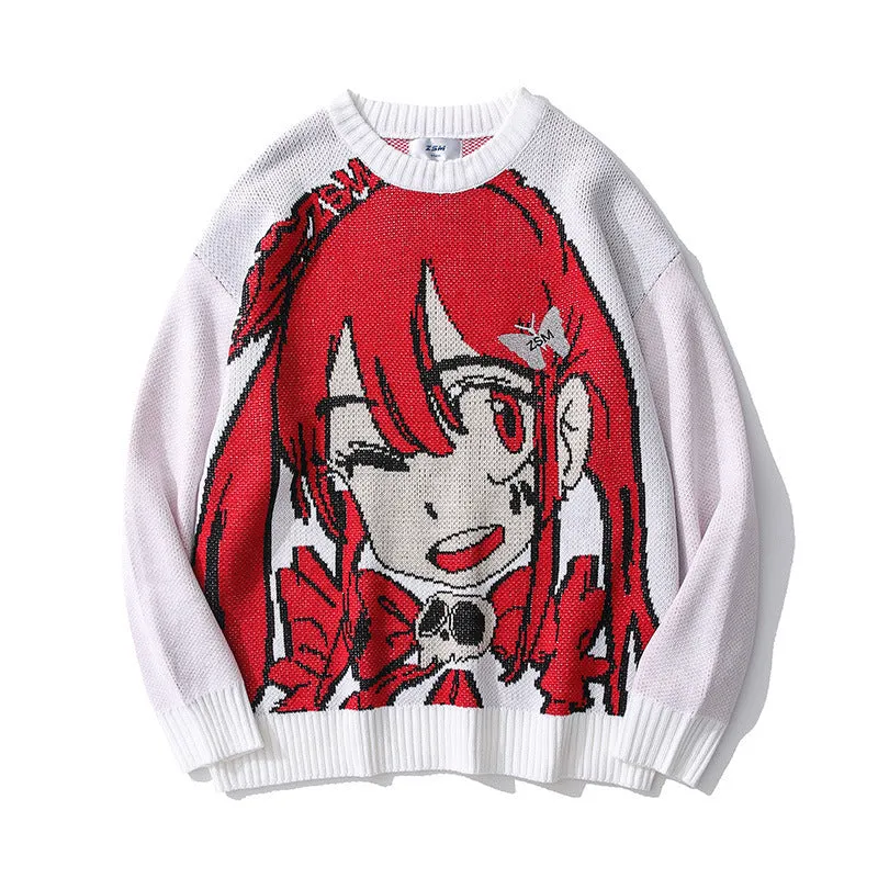 Anime Graphic Unisex Pullover Sweater – Bold and Playful Design