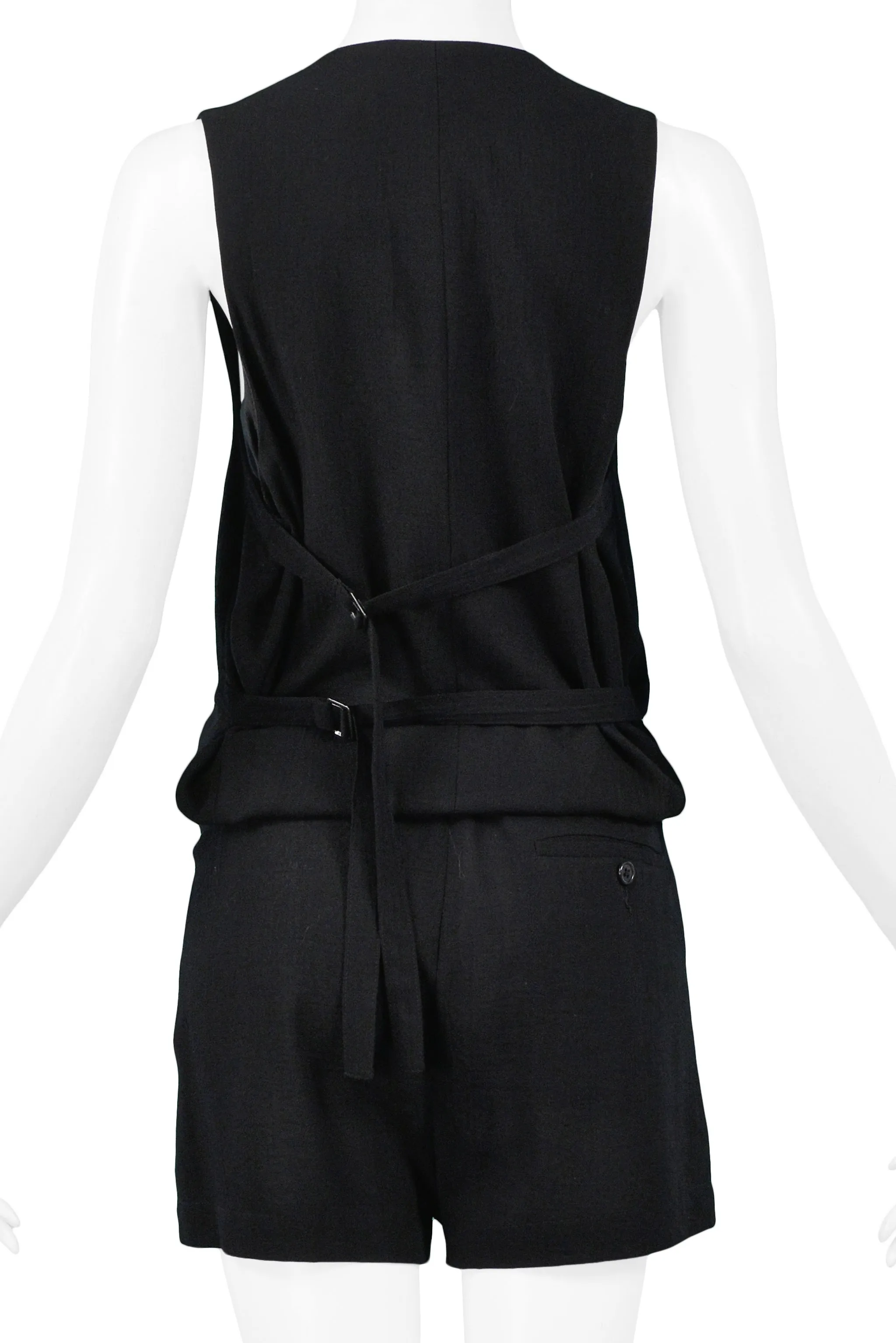 ANN DEMEULEMEESTER BLACK BUTTON FRONT SUIT ROMPER