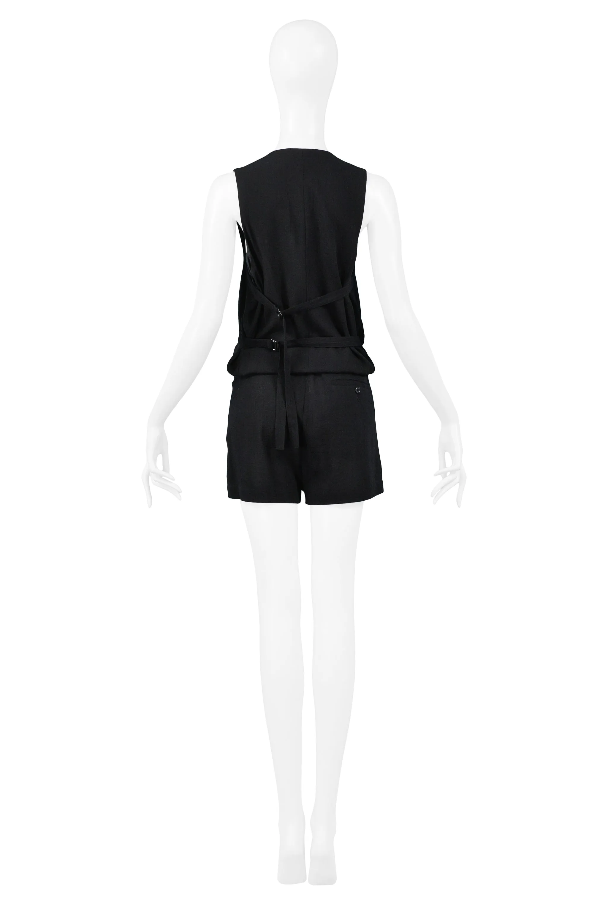 ANN DEMEULEMEESTER BLACK BUTTON FRONT SUIT ROMPER