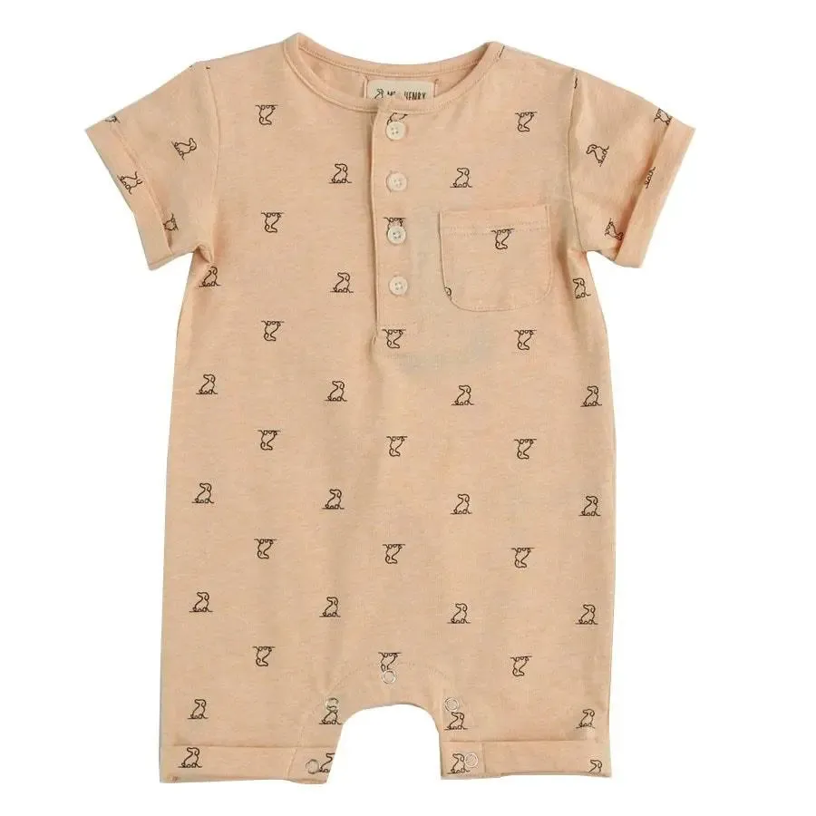 Apricot henry print romper | Me & Henry