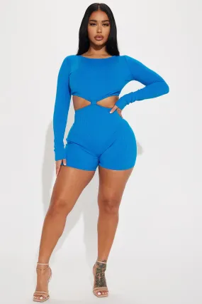 Aria Ribbed Romper - Blue