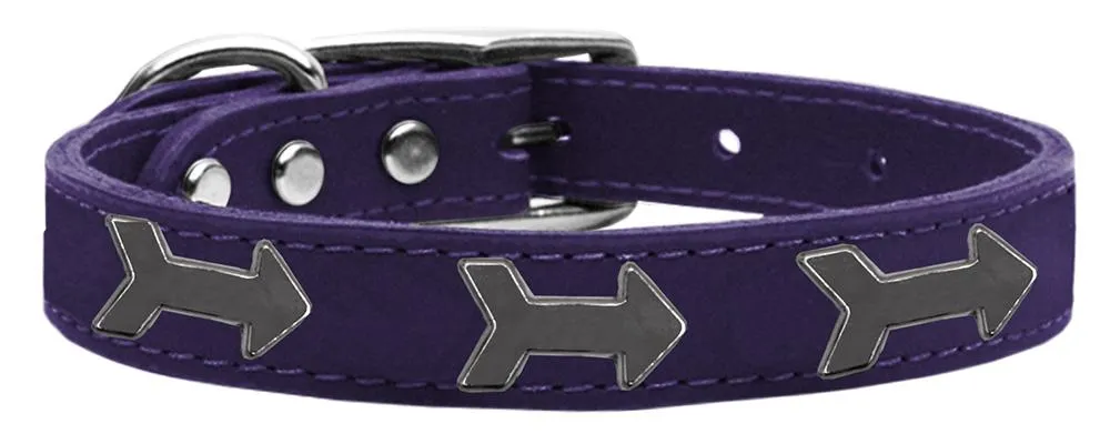 Arrow Widget Genuine Leather Dog Collar Purple 18