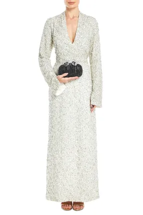 Asha V Neck Long Sleeve Evening Maxi Dress