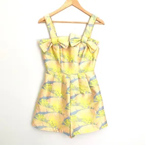 ASOS Bright Yellow Pop Jaquard Bow Front Romper- Size 4