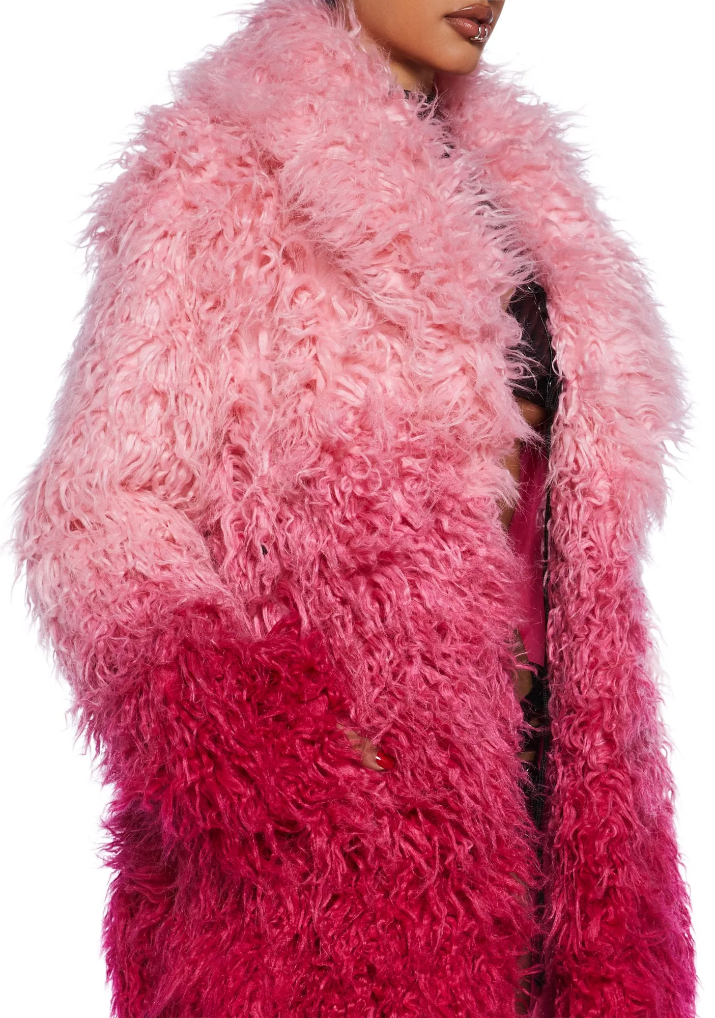 Astro Arctic Faux Fur Coat - Pink Ombre