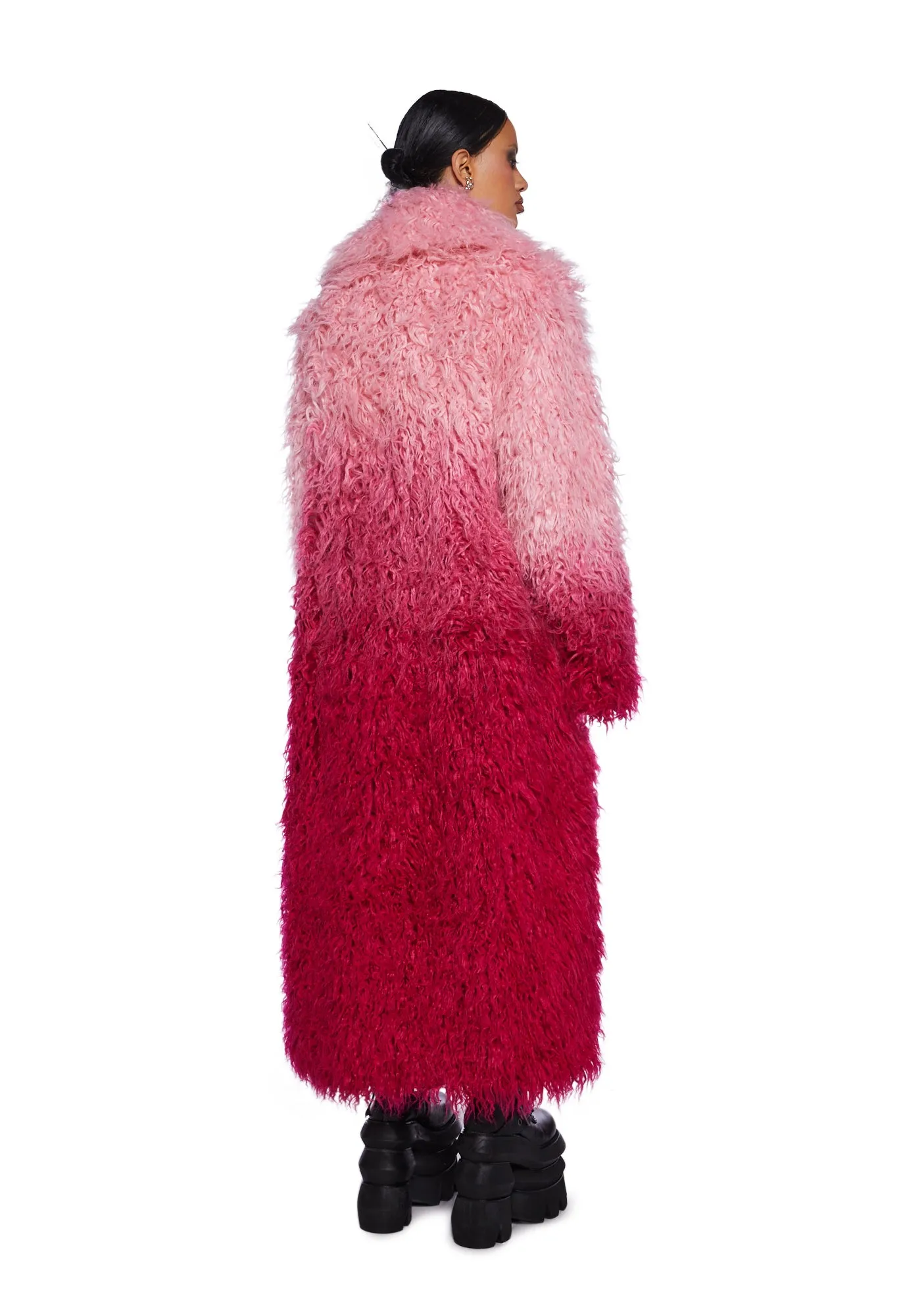 Astro Arctic Faux Fur Coat - Pink Ombre