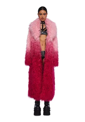 Astro Arctic Faux Fur Coat - Pink Ombre