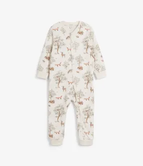 Baby animal patterned sleepsuit