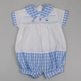 Baby Boys Smocked Blue Romper