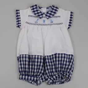 Baby Boys Smocked Navy Romper