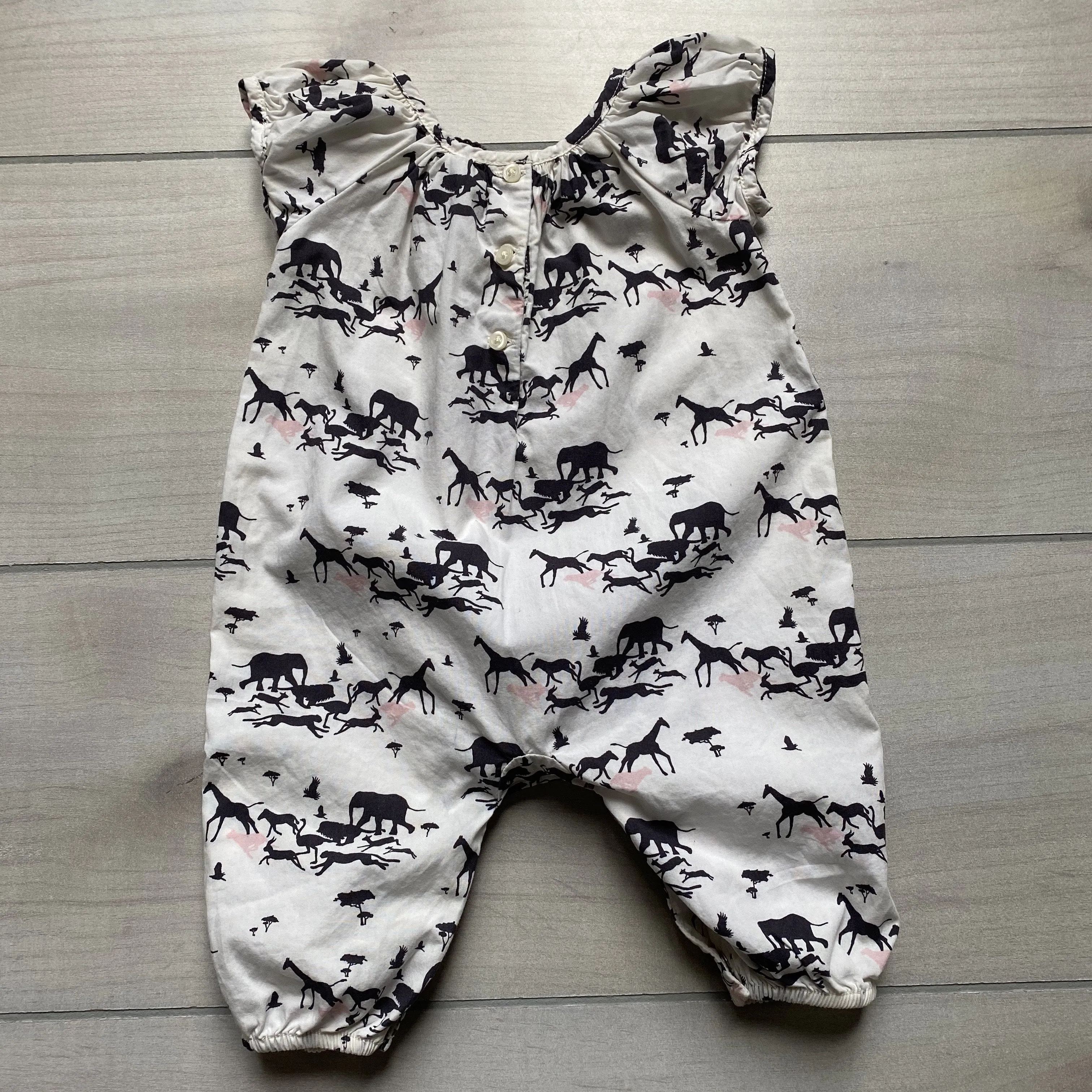 Baby Gap Jungle Print Pink & Black Bubble Romper