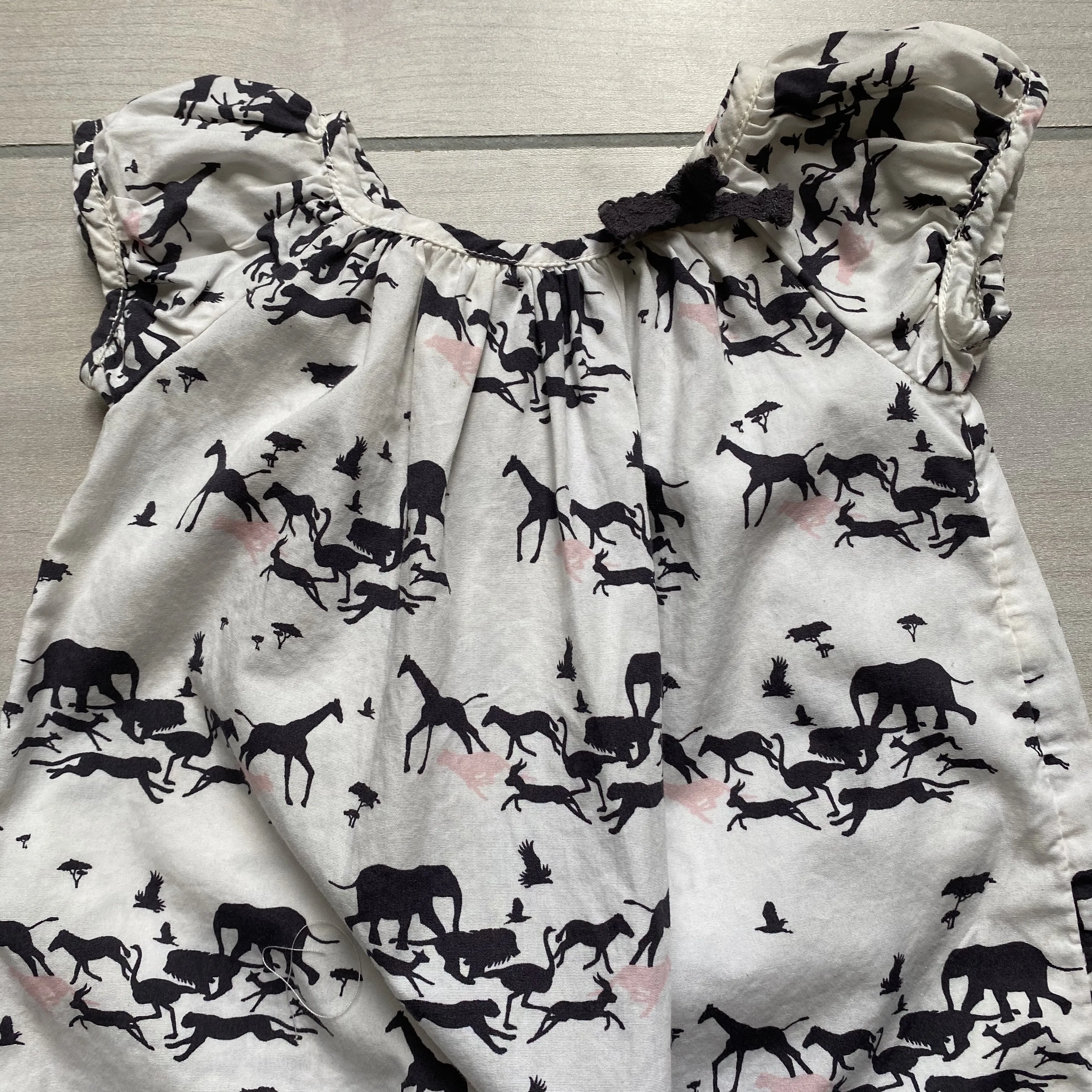 Baby Gap Jungle Print Pink & Black Bubble Romper