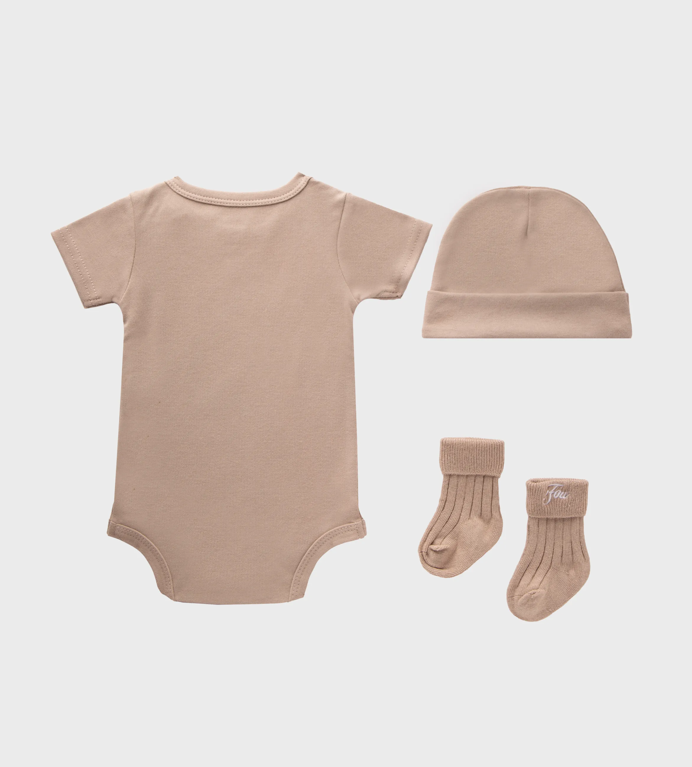 Baby Gift Set (baby suit, hat & socks) Vintage Khaki