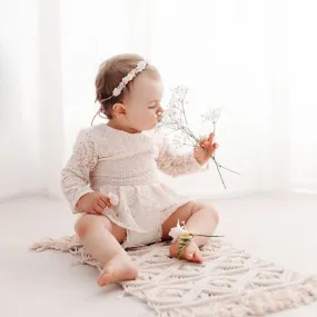 Baby Girl Lace Dress Long Sleeve, White Boho Toddler for Baptism, First Birthday Outfit Girl