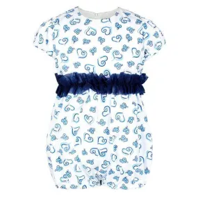 BABY GIRLS HEART PRINT ROMPER- WHITE