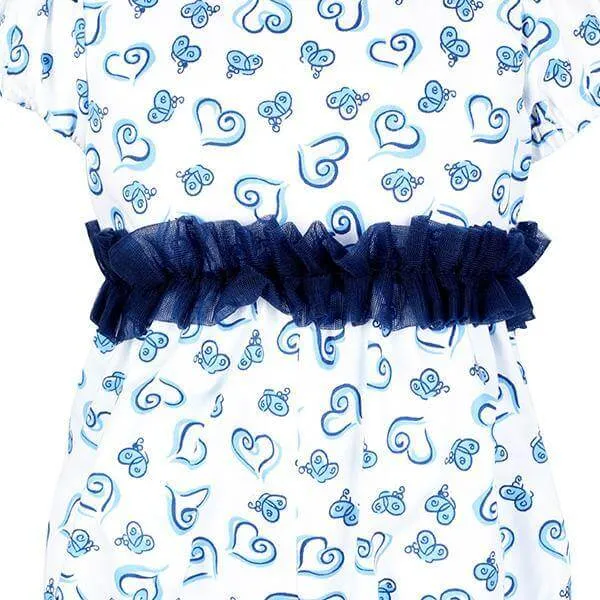 BABY GIRLS HEART PRINT ROMPER- WHITE