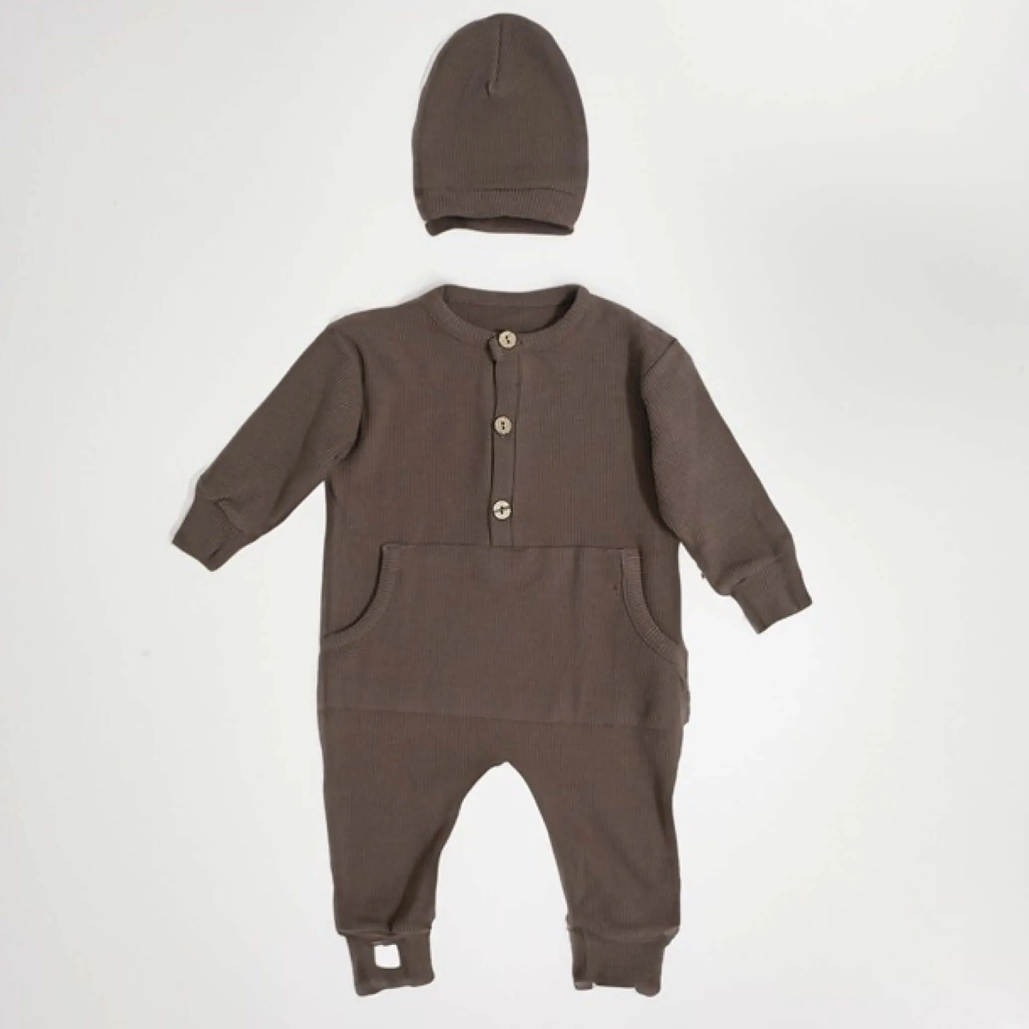 Baby Natural Overall und Mütze - Braun