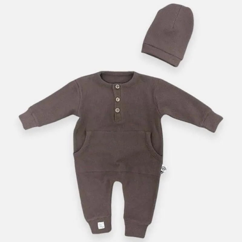 Baby Natural Overall und Mütze - Braun