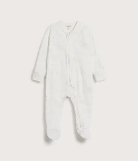 Baby white animal 2-way zip sleepsuit