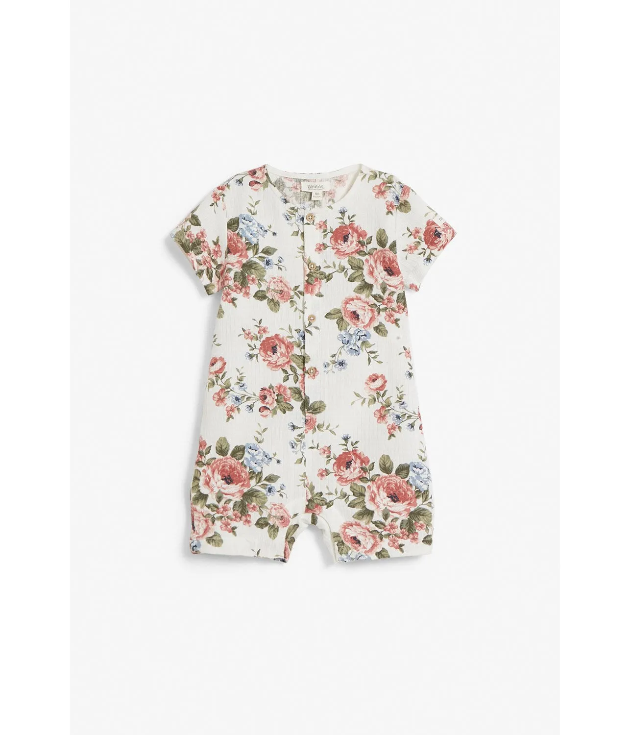 Baby white rose patterned romper