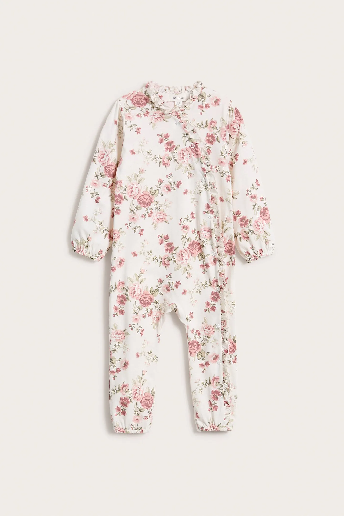 Baby white rose patterned sleepsuit