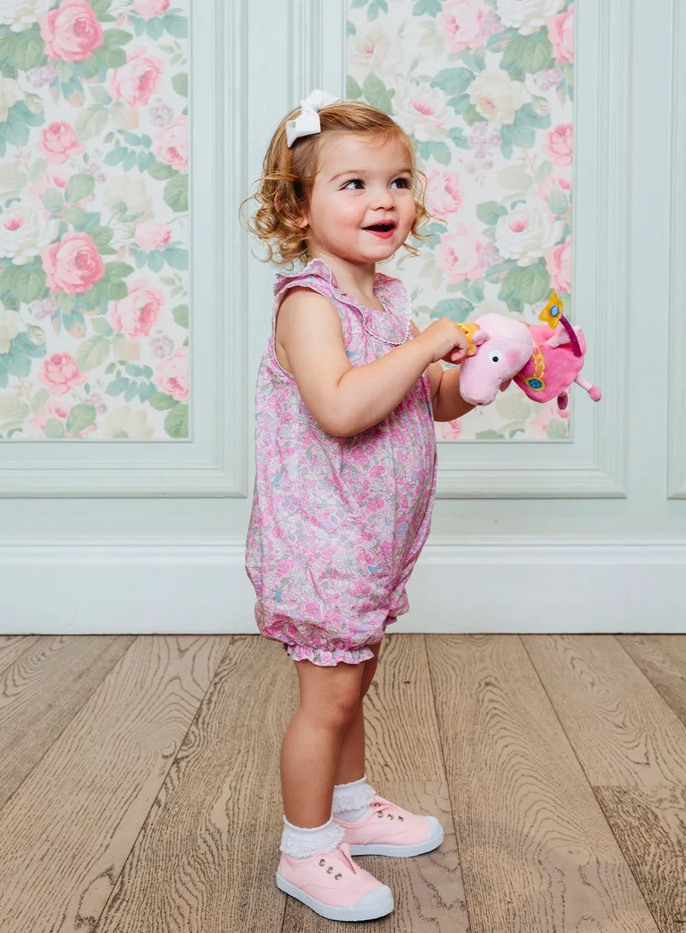 Baby Willow Romper in Pink Peppa Meadow