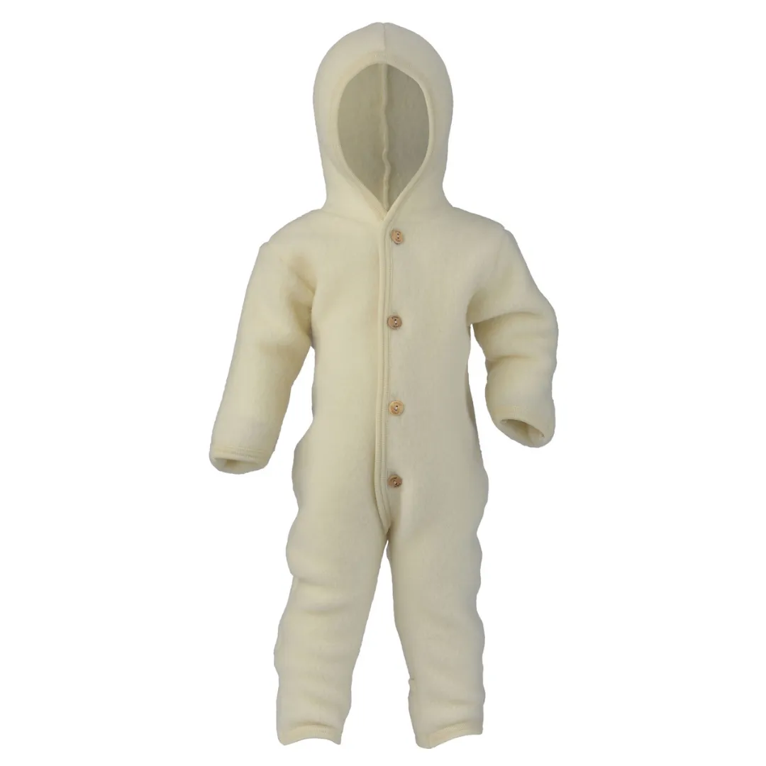 Baby Wollfleece Overall mit Kapuze "natur"