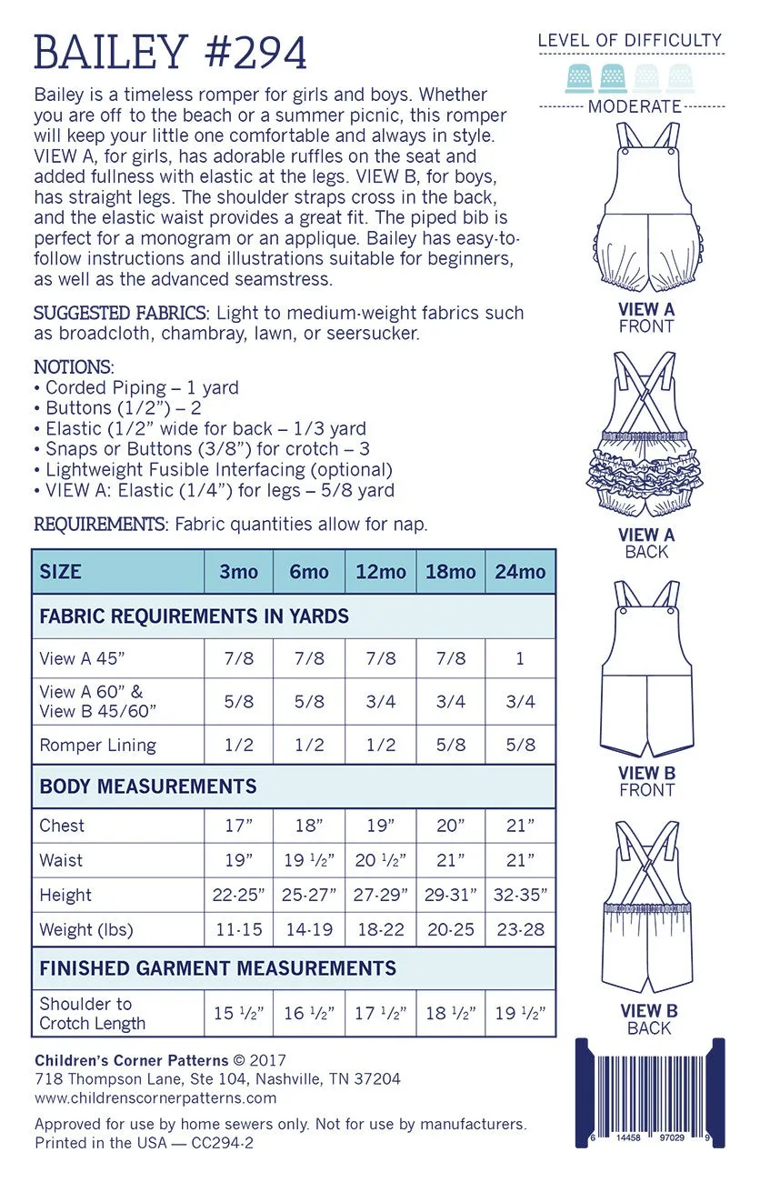 Bailey 3-24 Months Pattern