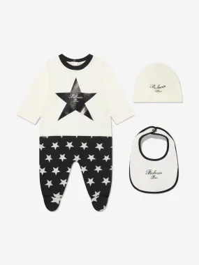 Balmain Baby Star Print Babygrow Gift Set in Ivory